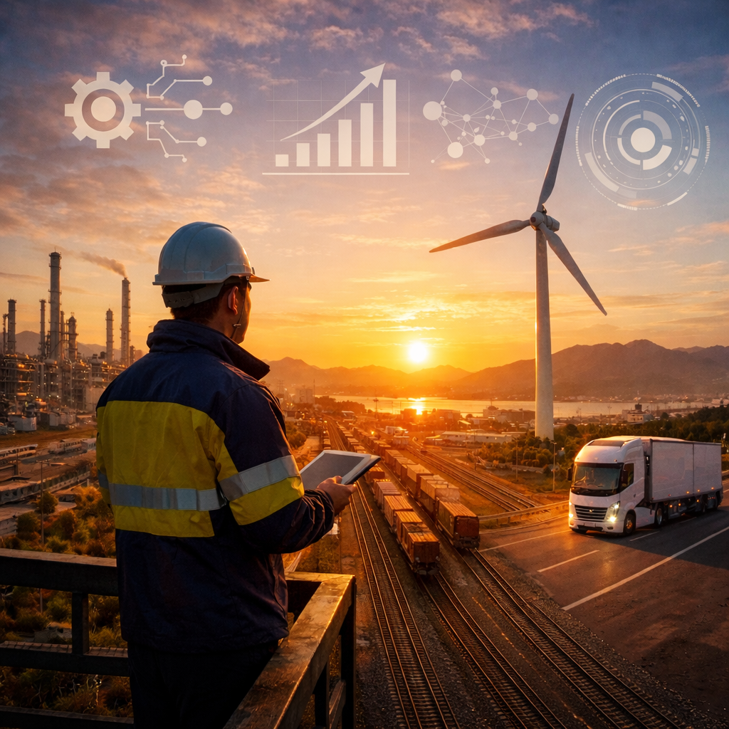 Abstract illustration of connected systems and data flows